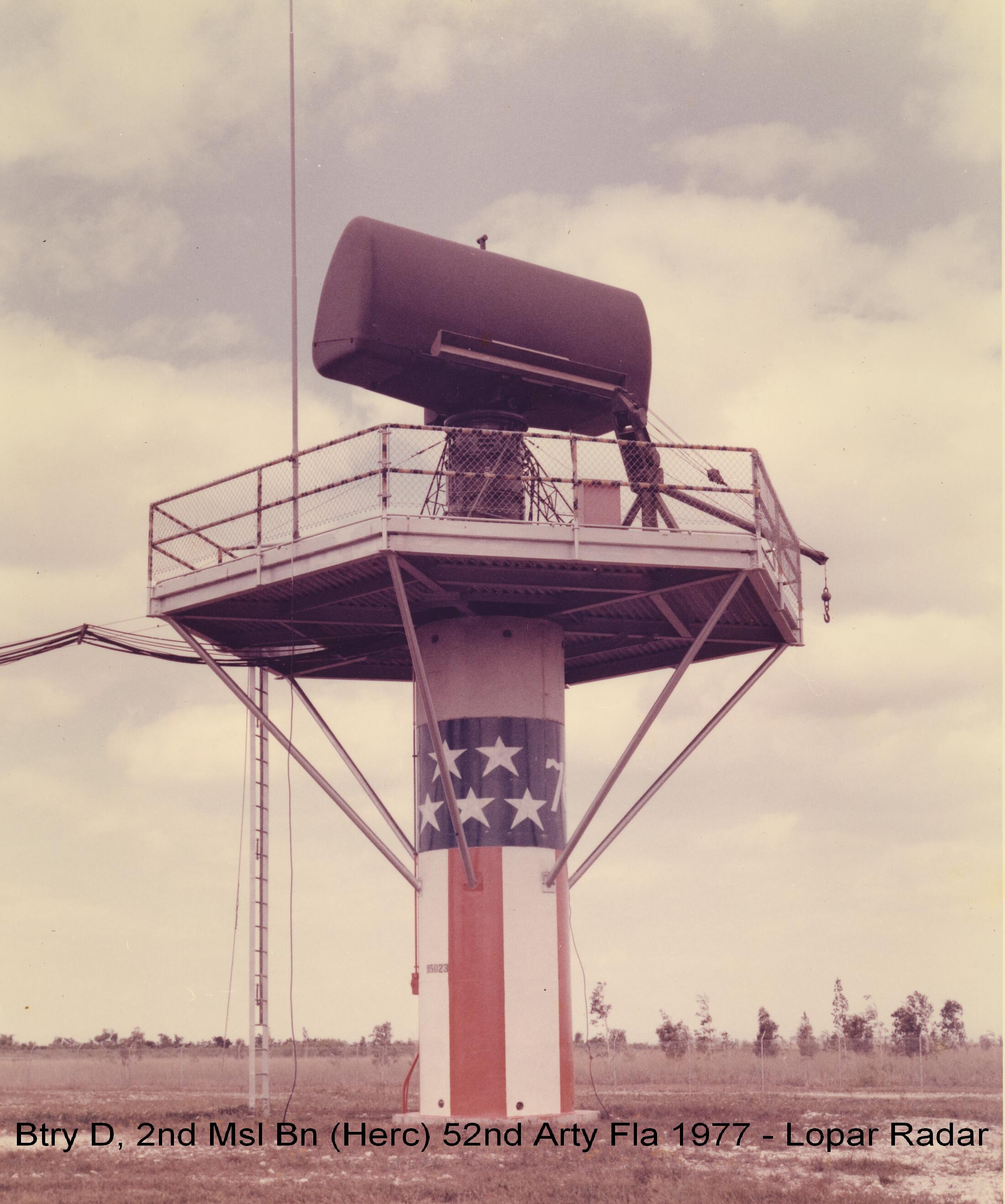 Lopar Radar, Battery D, second Missile Battalion, fifty-second Artillery, Florida, 1977